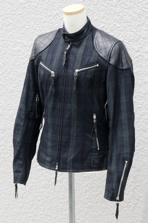 MaxFritz MFB-2211 TARTAN-CHECK SINGLE RIDER'S JACKET（LADYA'S） ネイビー×グリーン