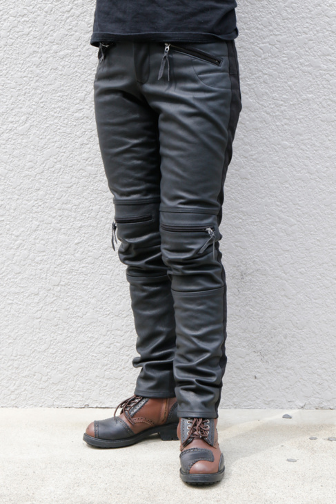 MaxFritz MFP-2332 HALF-LEATHER STRETCH MOTO PANTS（LADYA'S） ブラック